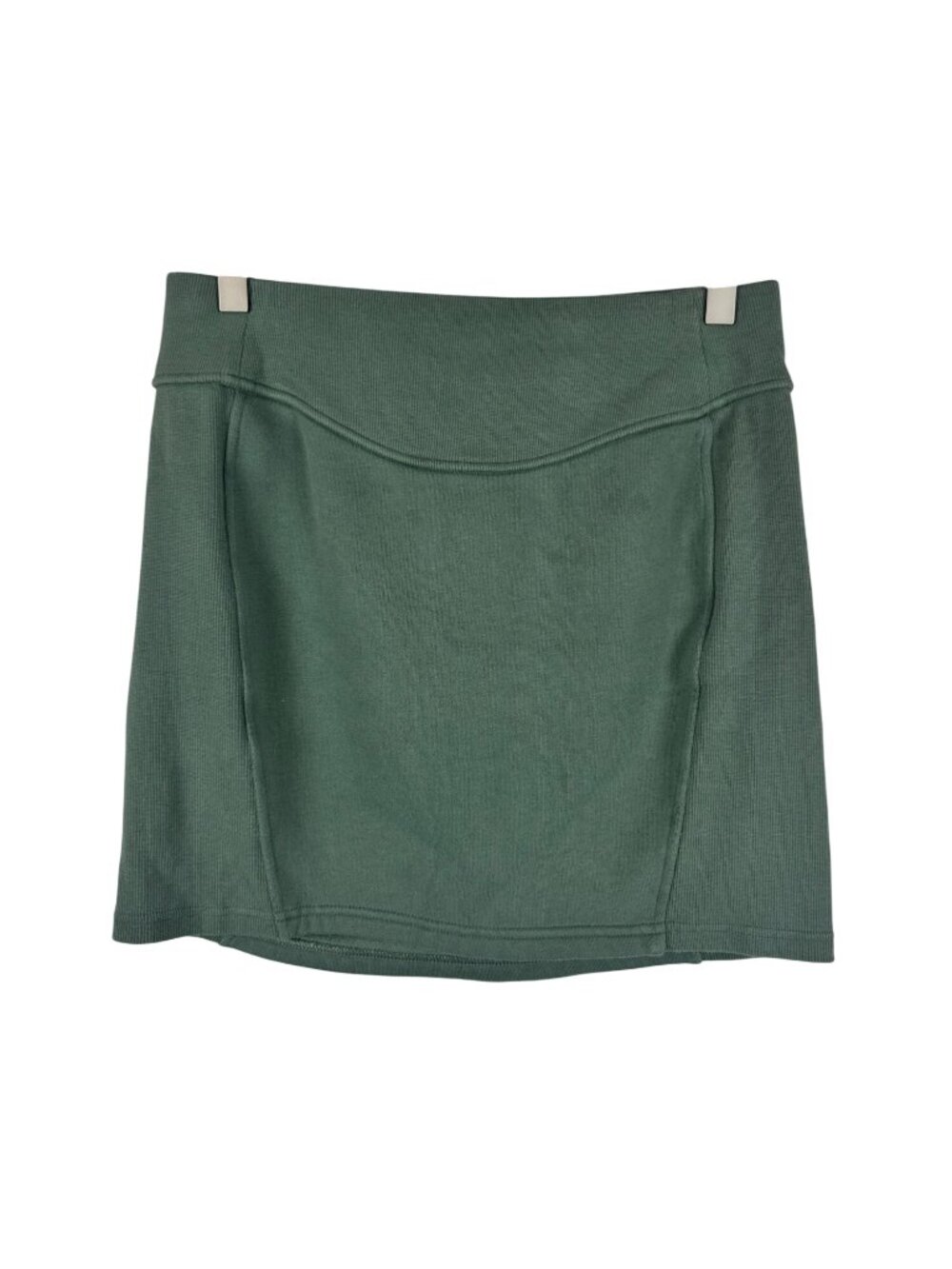 Lululemon Scuba High Rise Ribbed Knit Mini Skirt Grey Eucalyptus Green Medium